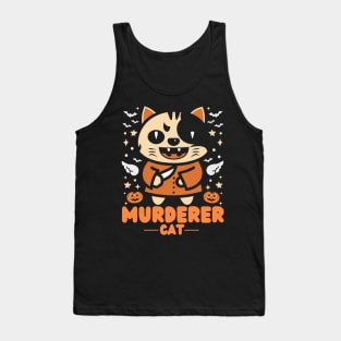 Funny Murderer Cat Halloween Designs 🐱🔪🎃 Tank Top